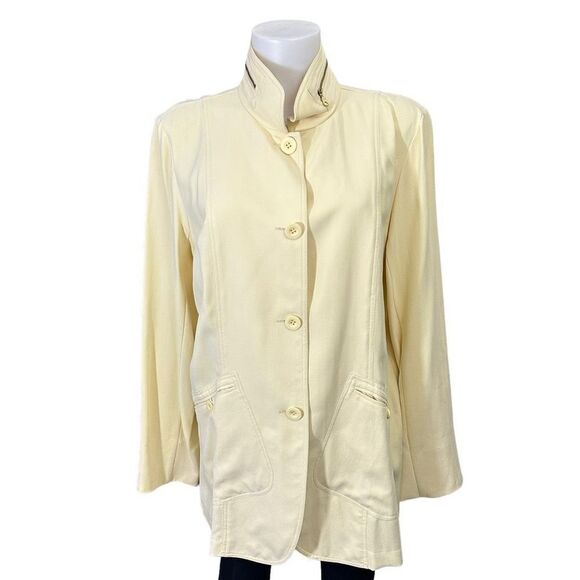 NEIMAN MARCUS EXCLUSIVE Vintage High Neck‎ Button Down Silk Tunic size large - Picture 3 of 9
